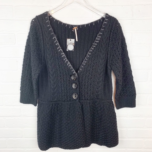 Free People Sweaters - Free People | Fisherman Fluff Aran Peplum Cardigan